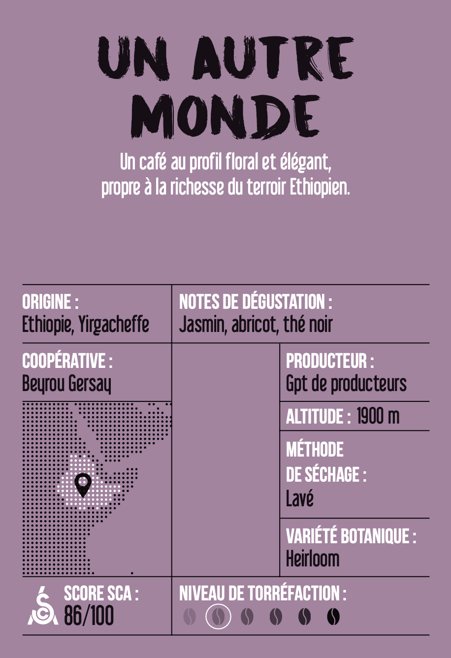 Un autre monde - Café de spécialité d'Ethiopie - Notes fruitées et florales