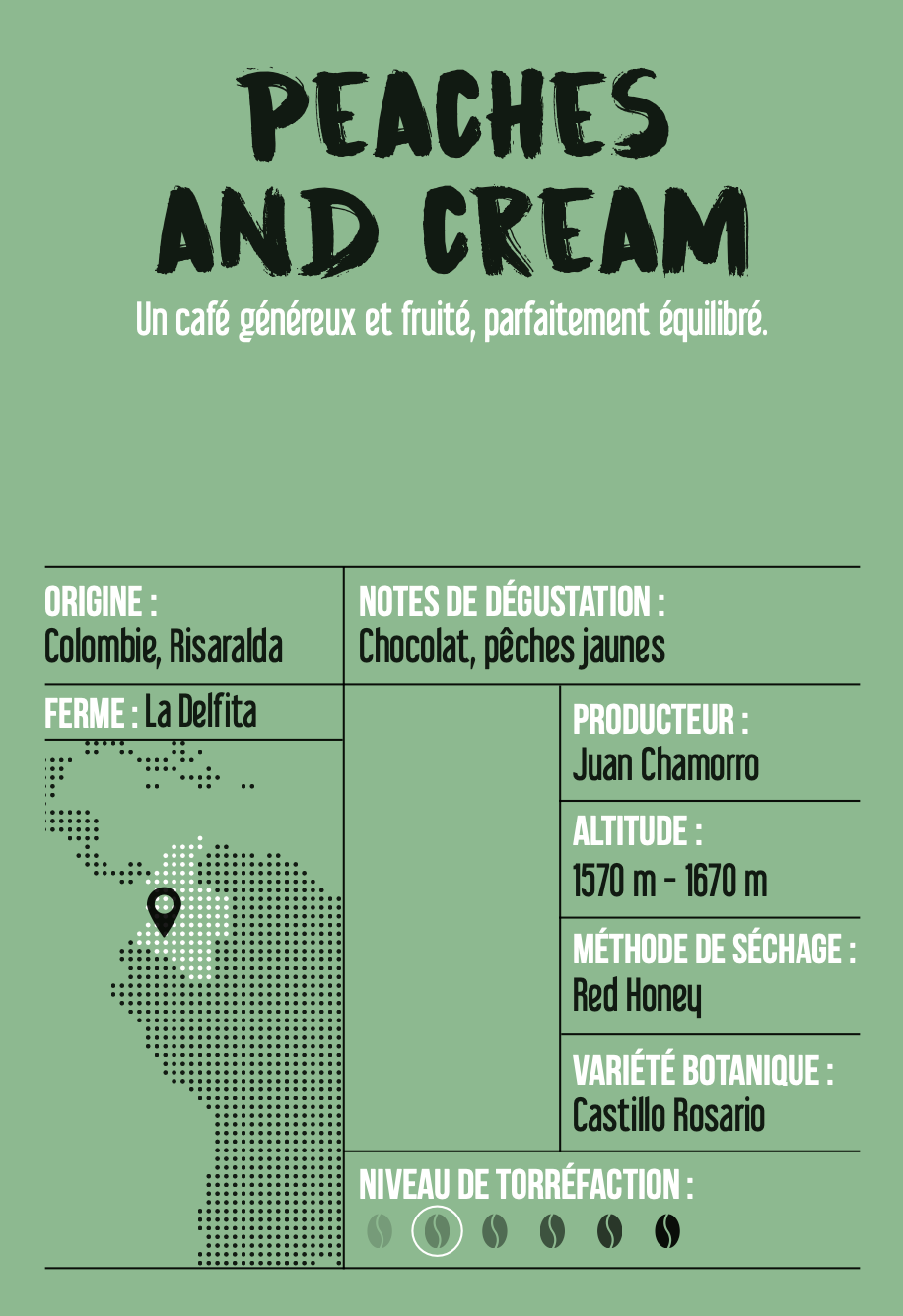Peaches and Cream - Café de spécialité de Colombie - Notes chocolatées et de pêches
